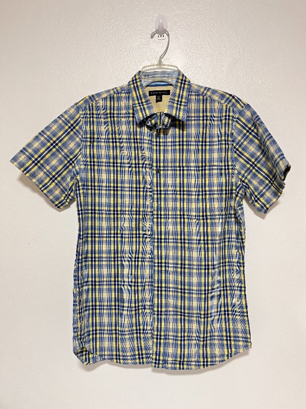 BANANA REPUBLIC Men's Medium Colorful Plaid Polo Shirt-Preowned